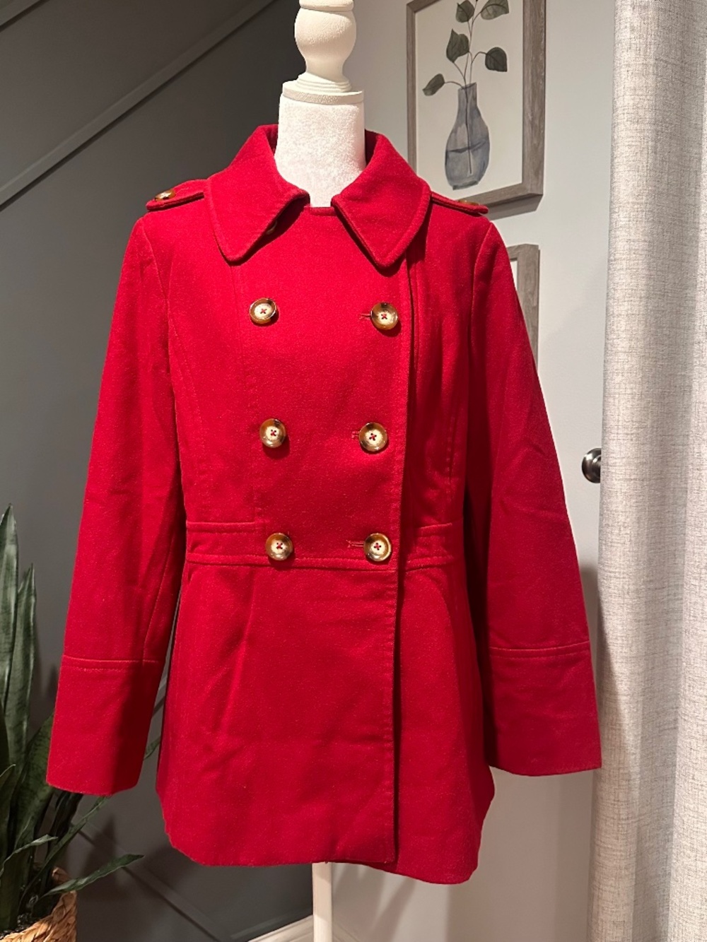 Michael Kors Elegant Chic Red Trench Coat Size Medium
